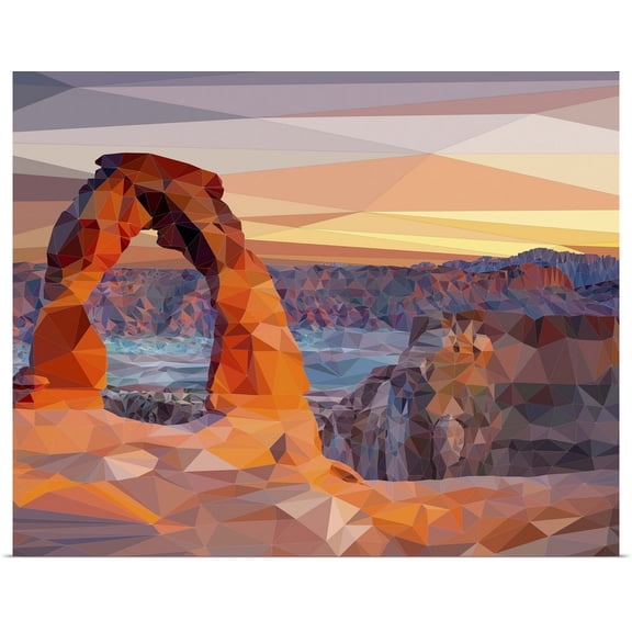Great BIG Canvas | Rolled Circle Art Group Poster Print entitled Arches National Park - Low-Poly Art