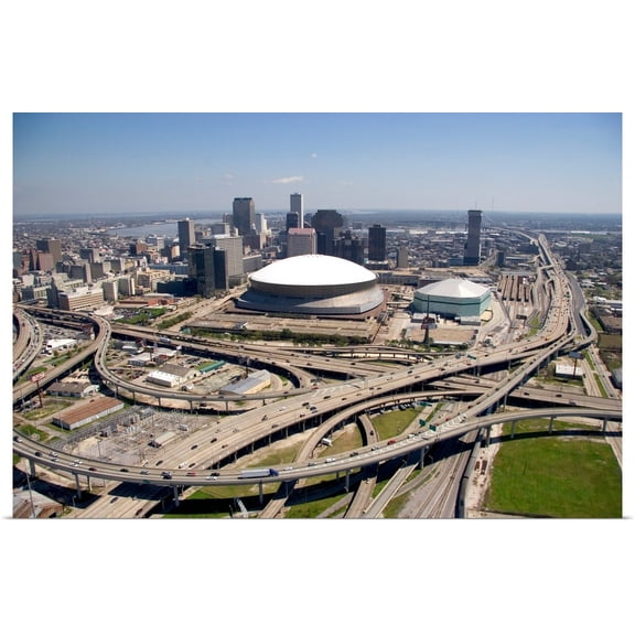 Great BIG Canvas | Rolled David R. Poster Print entitled Louisiana, New Orleans. Interstate 10 and US 90 freeway interchange