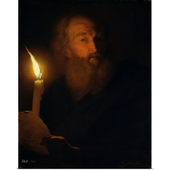 Great BIG Canvas | Rolled Godfried (1643-1706) Schalken Poster Print entitled Man with a Candle (Artificial Light Effect)