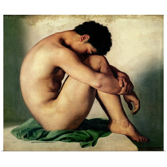Great BIG Canvas | Rolled Hippolyte (1809-1864) Flandrin Poster Print entitled Study of a Nude Young Man, 1836