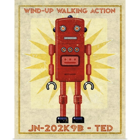 Great BIG Canvas | Rolled John W. Golden Poster Print entitled Ted Box Art Robot