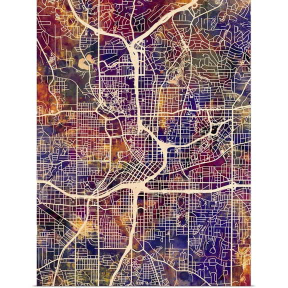 Great BIG Canvas | Rolled Michael Tompsett Poster Print entitled Atlanta Georgia City Map