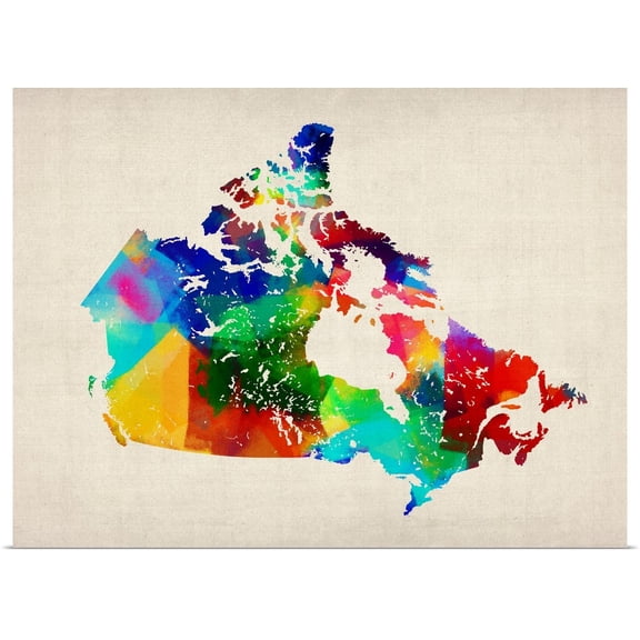 Great BIG Canvas | Rolled Michael Tompsett Poster Print entitled Canada Rolled Paint Map