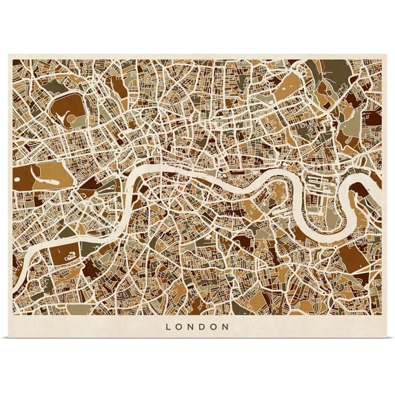 Great BIG Canvas | Rolled Michael Tompsett Poster Print entitled London England Street Map
