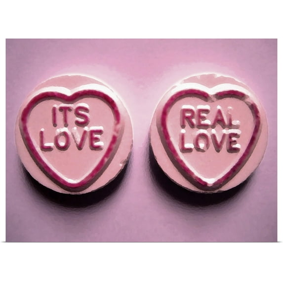 Great BIG Canvas | Rolled Michael Tompsett Poster Print entitled Love Hearts Sweets It's Love, Real Love