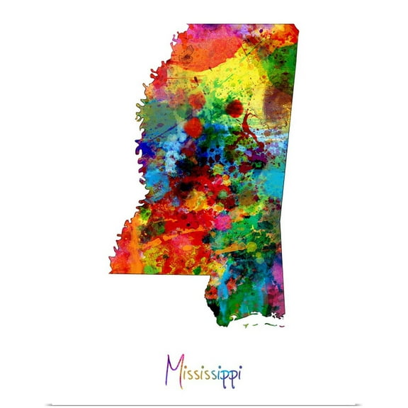 Great BIG Canvas | Rolled Michael Tompsett Poster Print entitled Mississippi Map