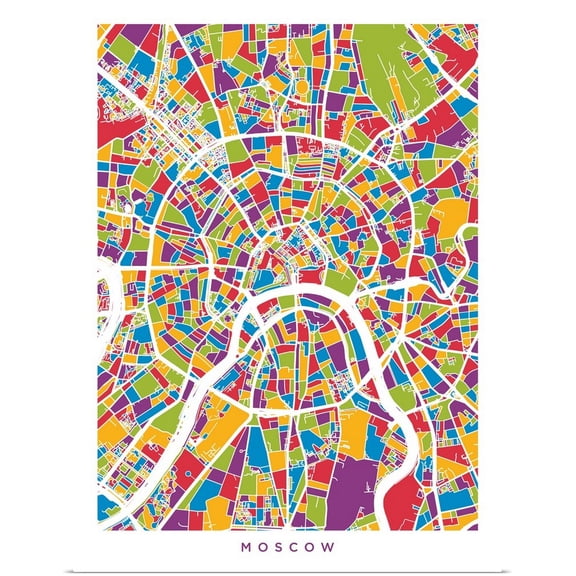Great BIG Canvas | Rolled Michael Tompsett Poster Print entitled Moscow City Street Map