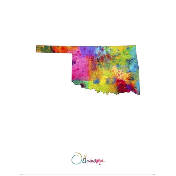 Great BIG Canvas | Rolled Michael Tompsett Poster Print entitled Oklahoma Map