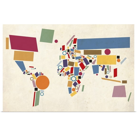 Great BIG Canvas | Rolled Michael Tompsett Poster Print entitled World Map Abstract