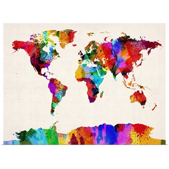 Great BIG Canvas | Rolled Michael Tompsett Poster Print entitled World Map made up of pain