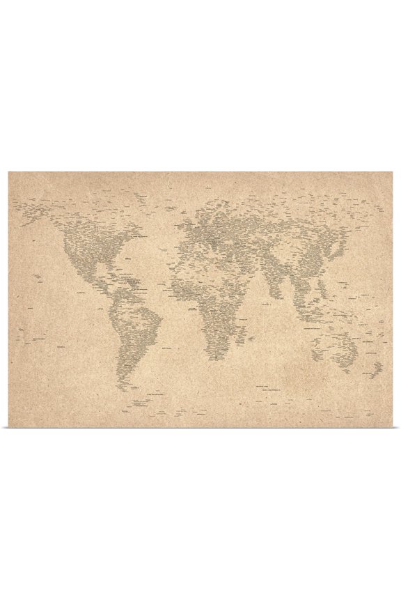 | Rolled Michael Tompsett Poster Print entitled World Text Map