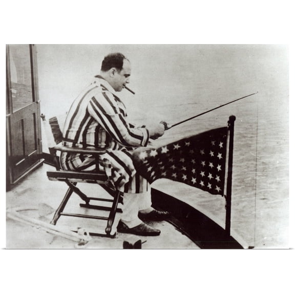 Great BIG Canvas | Rolled Poster Print entitled Al Capone (1899-1947) fishing on his yacht