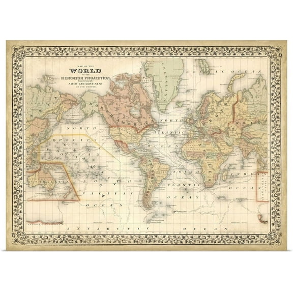Great BIG Canvas | Rolled Poster Print entitled Mitchell's World Map