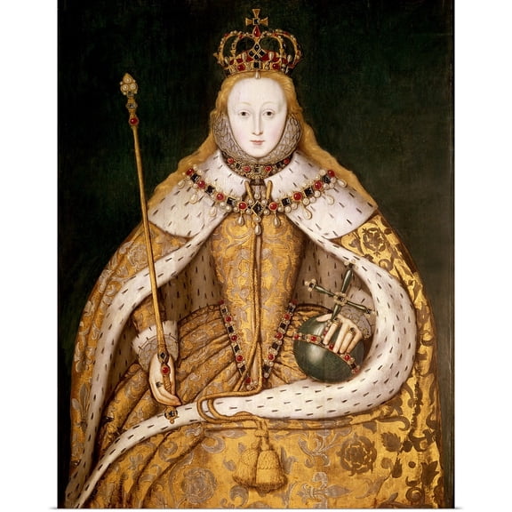 Great BIG Canvas | Rolled Poster Print entitled Queen Elizabeth I in Coronation Robes, c.1559-1600