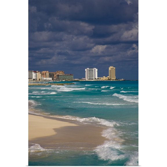 Great BIG Canvas | Rolled Randa Bishop Poster Print entitled Hotel zone on Isla Cancun, bordering the Caribbean Sea, Cancun, Quintana Roo, Mexico