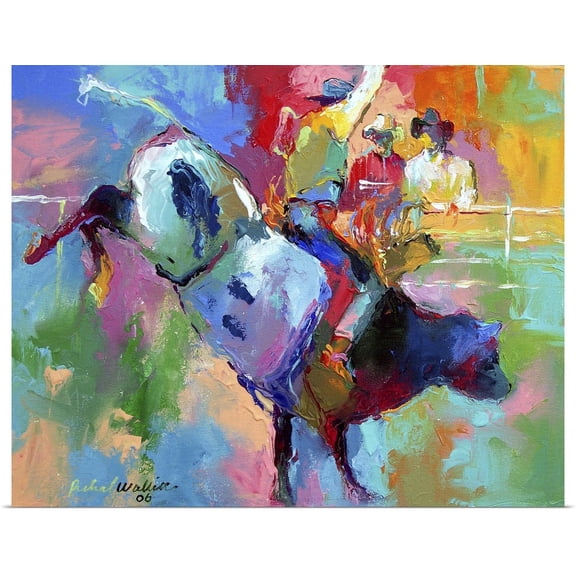 Great BIG Canvas | Rolled Richard Wallich Poster Print entitled Bull Riding