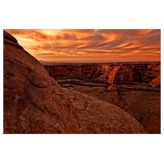 Great BIG Canvas | Rolled Robert Postma Poster Print entitled Sunset Over The Rim Of Canyon De Chelley, Arizona, USA