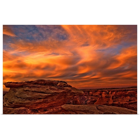 Great BIG Canvas | Rolled Robert Postma Poster Print entitled Vibrant Sunset Over The Rim Of Canyon De Chelley, Arizona, USA