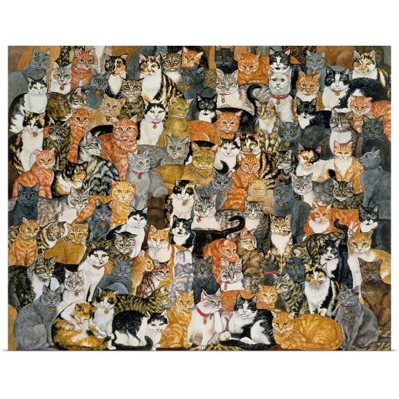 Great BIG Canvas | Rolled Rosie Ditz Poster Print entitled Double Cat-Spread