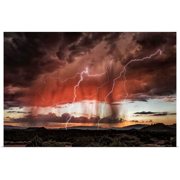 Great BIG Canvas | Rolled Scott Stulberg Poster Print entitled Lightning storm over Sedona, Arizona