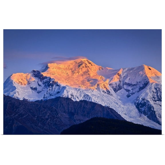 Great BIG Canvas | Rolled Sunny Awazahura-Reed Poster Print entitled Alpenglow on Mount Blackburn at sunrise Wrangell St. Elias National Park
