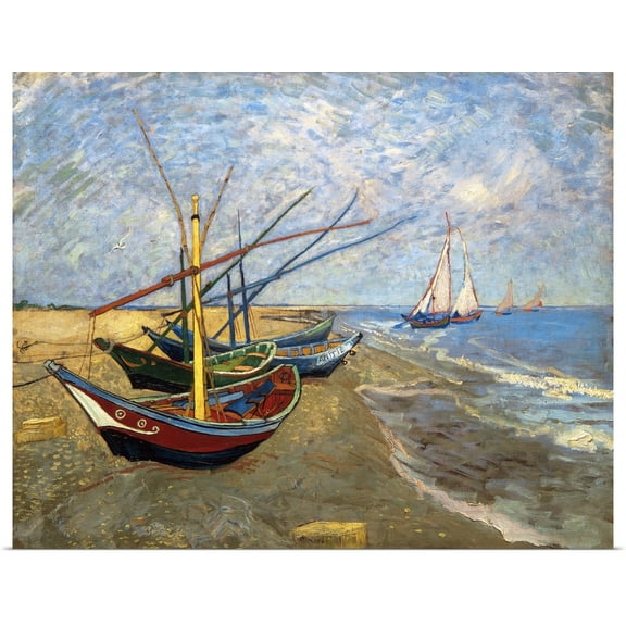 Great BIG Canvas | Rolled Vincent (1853-1890) van Gogh Poster Print entitled Fishing Boats on the Beach at Saintes-Maries-de-la-Mer