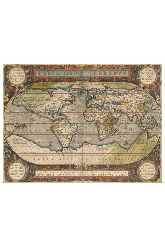 | Rolled Vision Studio Poster Print entitled Antique World Map