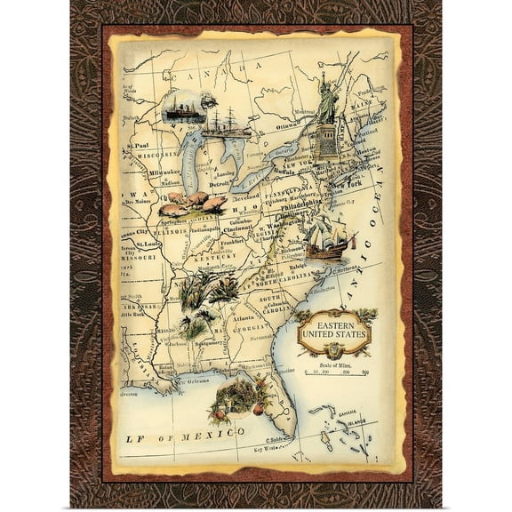 Great BIG Canvas | Rolled Vision Studio Poster Print entitled Eastern States Map