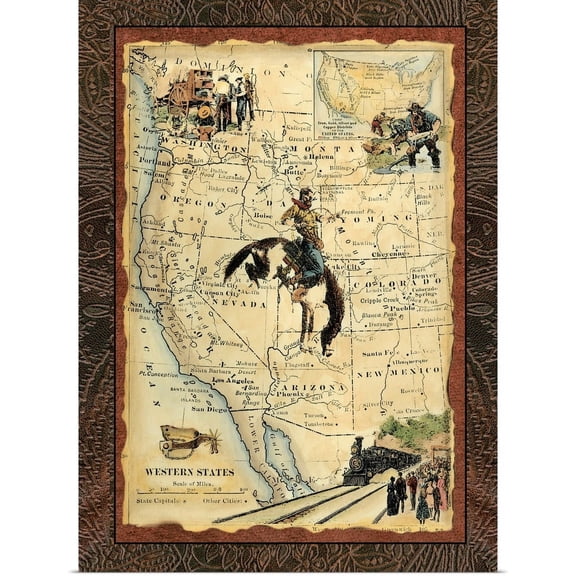 Great BIG Canvas | Rolled Vision Studio Poster Print entitled Western States Map