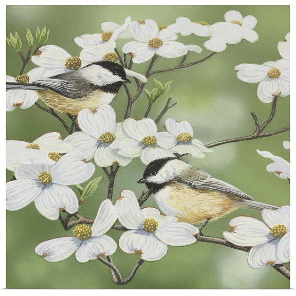 Great BIG Canvas | Rolled William Vanderdasson Poster Print entitled Springtime And Chickadees