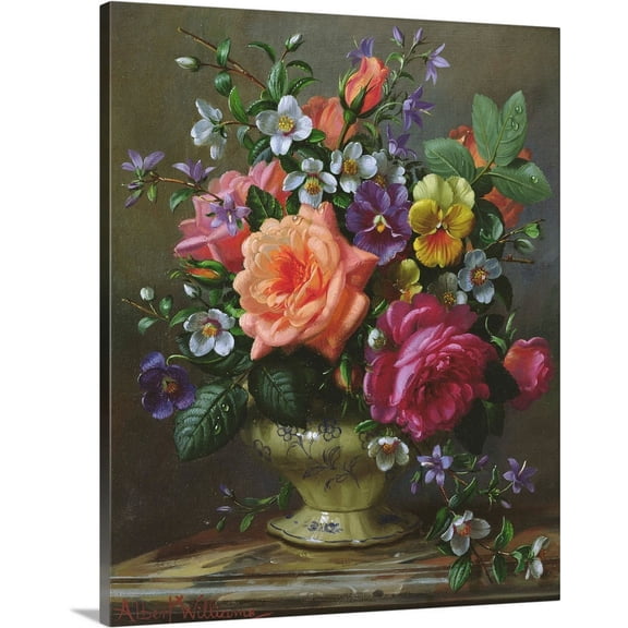 Great BIG Canvas | "Roses and pansies" Canvas Wall Art - 16x20