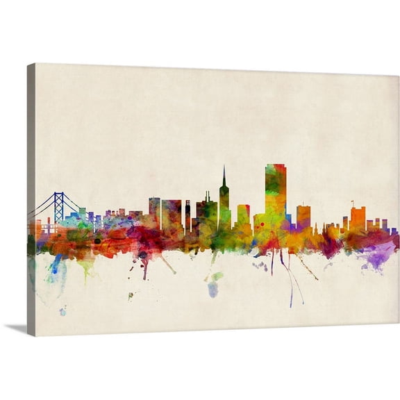 Great BIG Canvas | "San Francisco City Skyline" Canvas Wall Art - 36x24