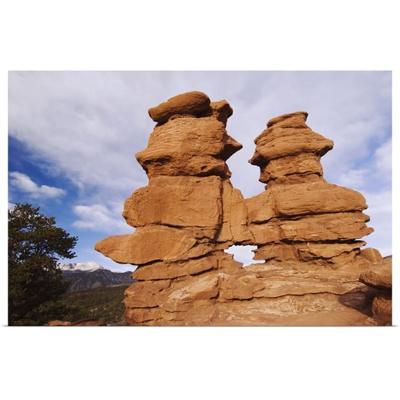 Great BIG Canvas | "Siamese Twins Rock formation, Garden of The Gods National Landmark, Colorado" Art Print - 36x24