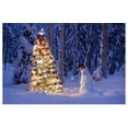 thumbnail image 1 of Great BIG Canvas | "Snowman with santa hat hanging ornaments on a Christmas tree" Art Print - 48x32, 1 of 4