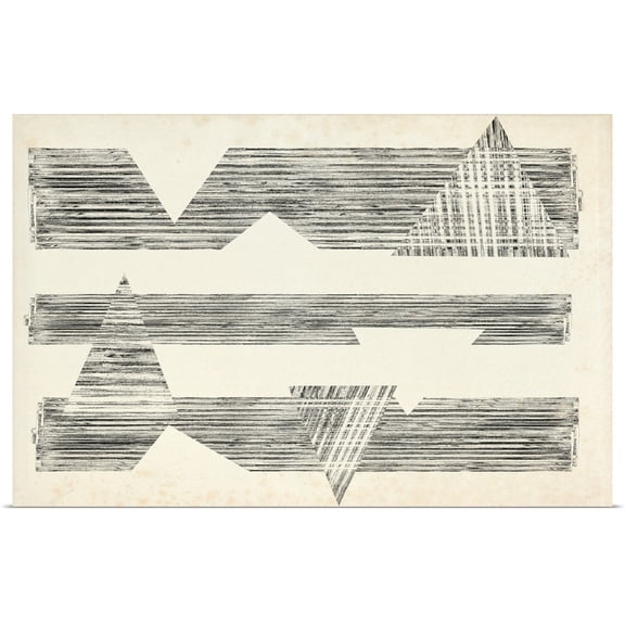 Great BIG Canvas | "Stagger Triangles I" Art Print - 48x32