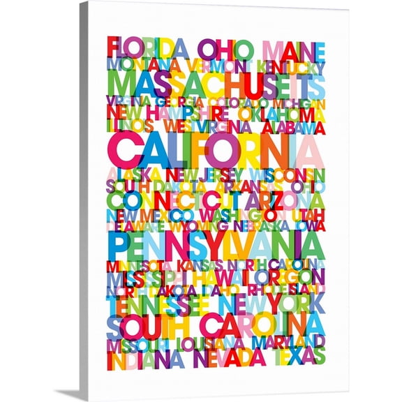 Great BIG Canvas | "States of the US" Canvas Wall Art - 18x24
