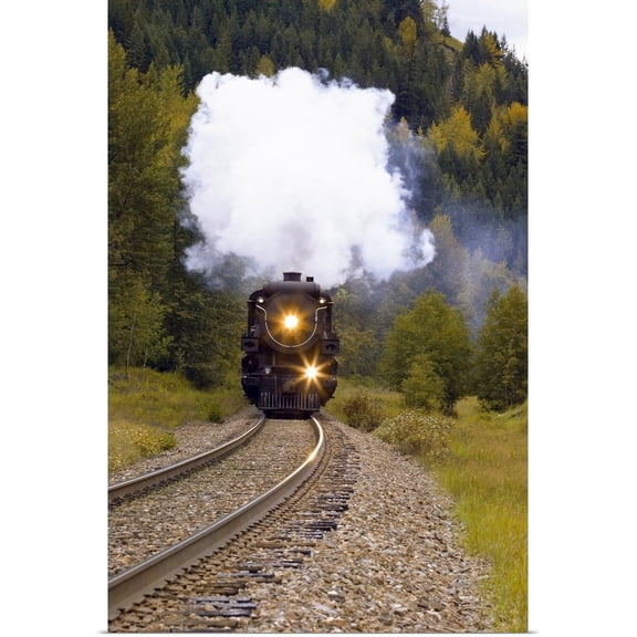 Great BIG Canvas | "Steam Train On Tracks" Art Print - 20x30