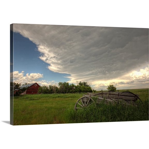 Great BIG Canvas | "Storm Clouds Gather Over An Abandoned Farm, Saskatchewan, Canada" Canvas Wall Art - 48x32