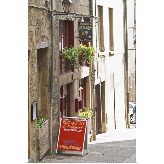 Great BIG Canvas | "Street scene in Vinenne, a restaurant called lEstancot in the old town, France" Art Print - 32x48