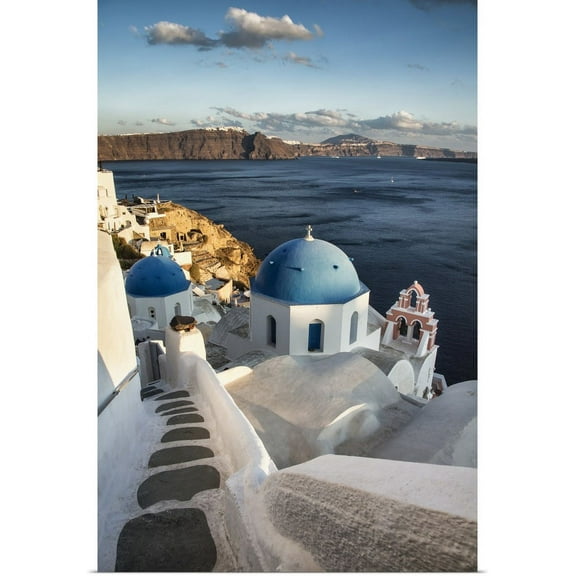 Great BIG Canvas | "Sunset and church on Oia, Santorini, Greece" Art Print - 32x48