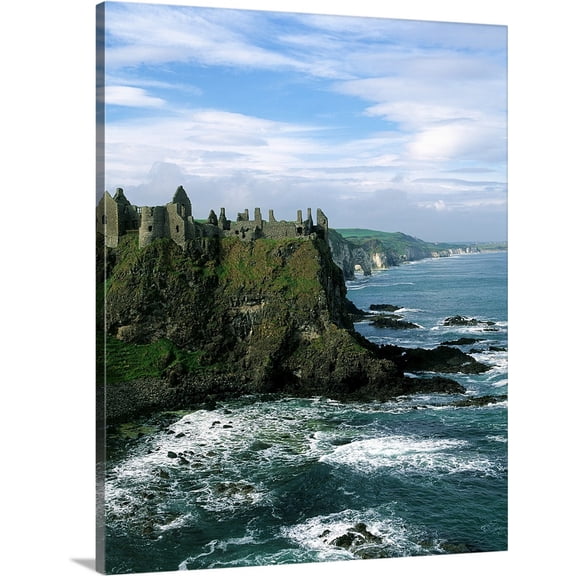 Great BIG Canvas | The Irish Image Collection Premium Thick-Wrap Canvas entitled Castle At The Seaside, Dunluce Castle, County Antrim,