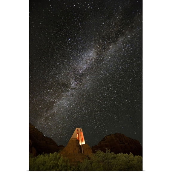 Great BIG Canvas | "The Milky way over the Chapel in Sedona, Arizona" Art Print - 16x24