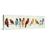 Great BIG Canvas | "The Usual Suspects - Birds on a Wire" Canvas Wall Art - 60x20