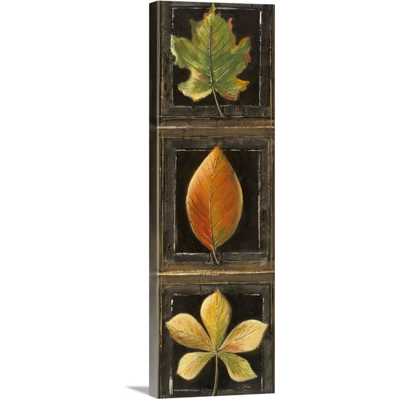 Great BIG Canvas | "Three Leaves II" Canvas Wall Art - 20x60
