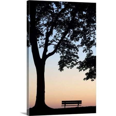 Great BIG Canvas | "Tree And Bench Silhouette, Niagara-On-The-Lake, Ontario, Canada" Canvas Wall Art - 20x30