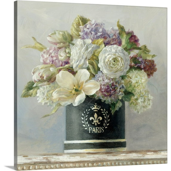 Great BIG Canvas | "Tulips in Black and White Hatbox" Canvas Wall Art - 24x24
