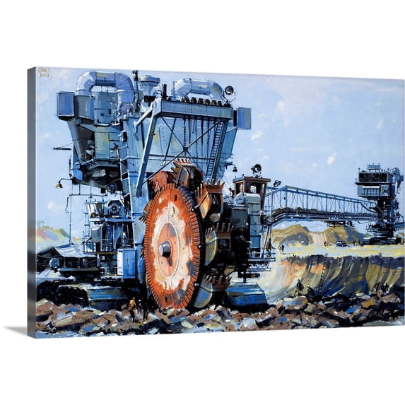 Great BIG Canvas | "Turning the Desert into a Land of Plenty, illustration from 'Mighty Machines', 1980" Canvas Wall Art - 48x32