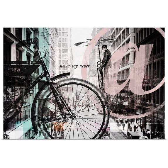 Great BIG Canvas | "Urban Collage II - Never Say Never" Art Print - 24x16