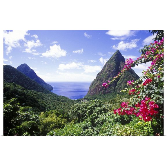 Great BIG Canvas | "View of the Pitons, Souffriere, St Lucia, Caribbean" Art Print - 24x16
