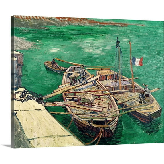Great BIG Canvas | Vincent (1853-1890) van Gogh Premium Thick-Wrap Canvas entitled Landing Stage with Boats, 1888